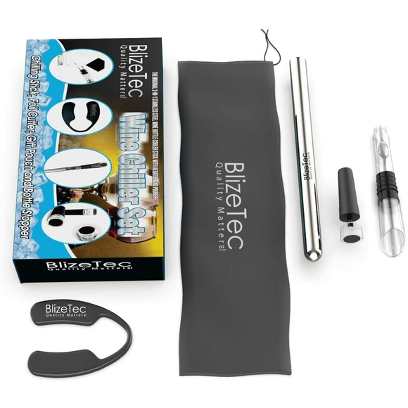 Wine Chiller 3 in 1 Set Stick ~ Foil Cutter Bottle Stopper Gift NEW - Picture 2 of 6